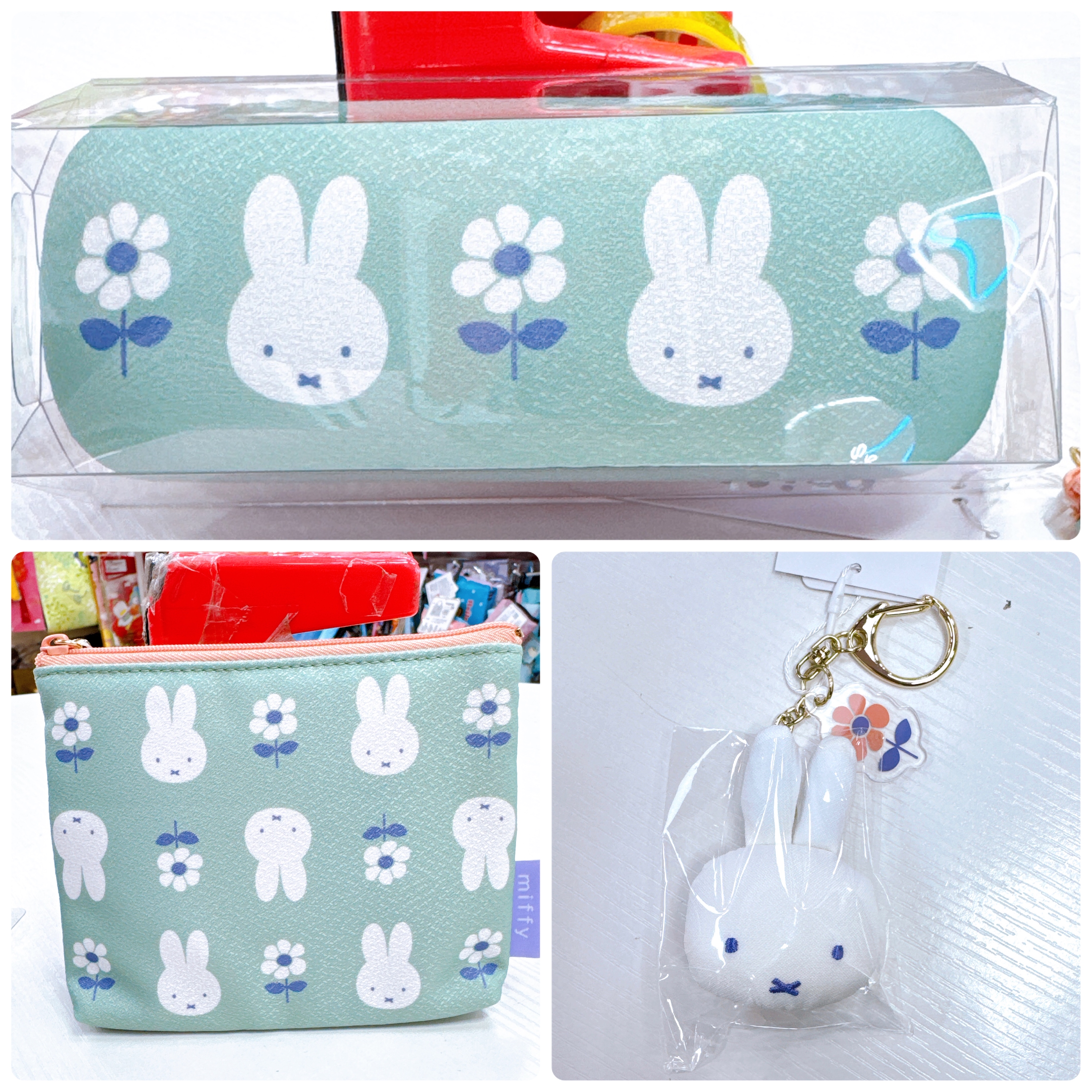 日本直送Miffy 花花系列眼鏡盒/散子包/公仔頭掛飾