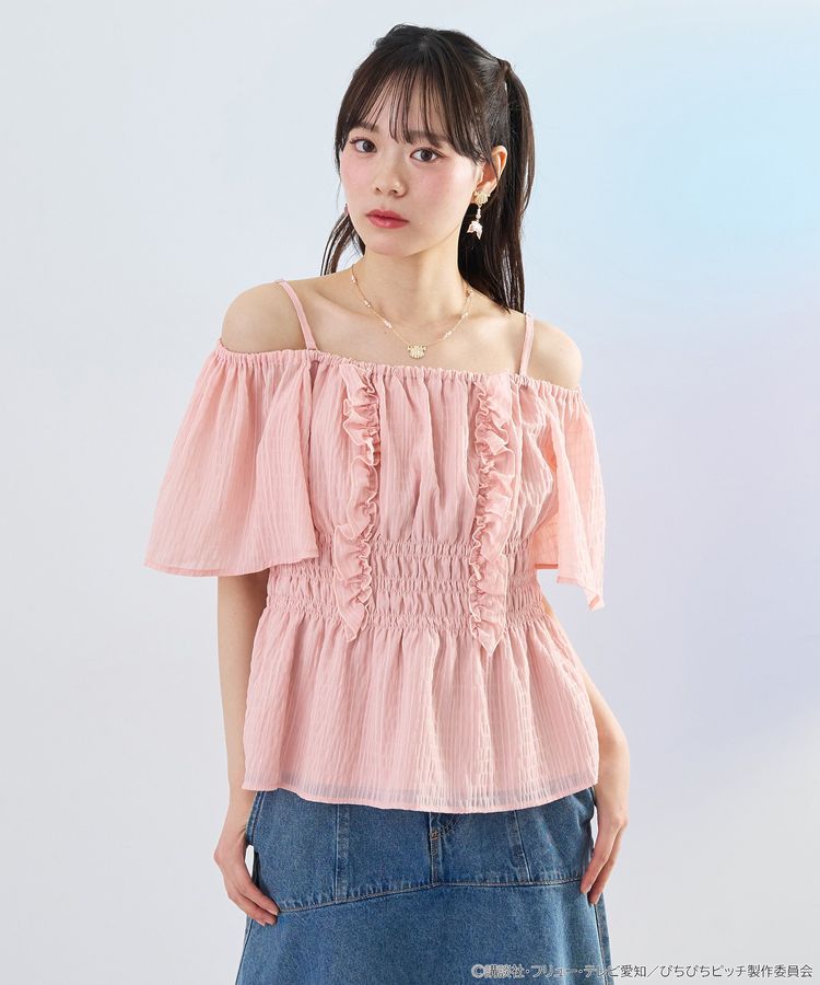 《Pre-Order》2-Way Shirred Blouse 兩穿皺褶上衣｜唱K小魚仙 Pichi Pichi Pitch X earth Japan Label (26PP07-P)