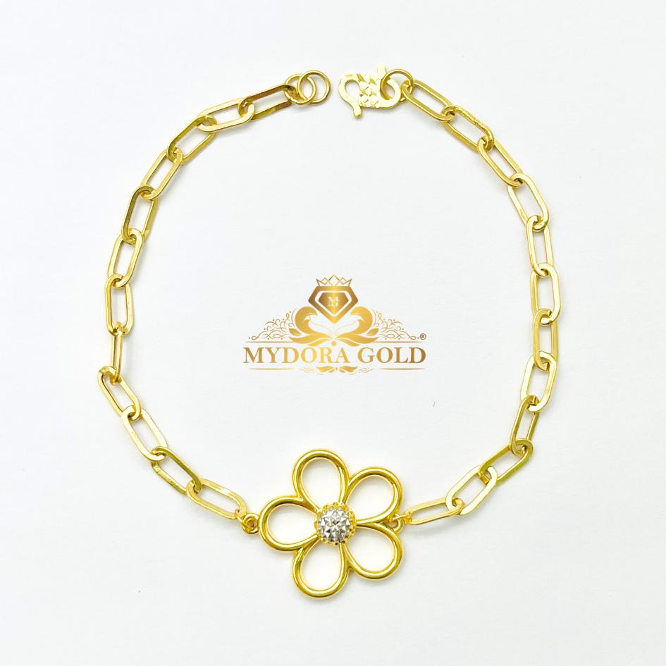 MYDORA Rantai Tangan Fesyen Paperclip + Bunga Daisy Manis l EMAS 916/22K