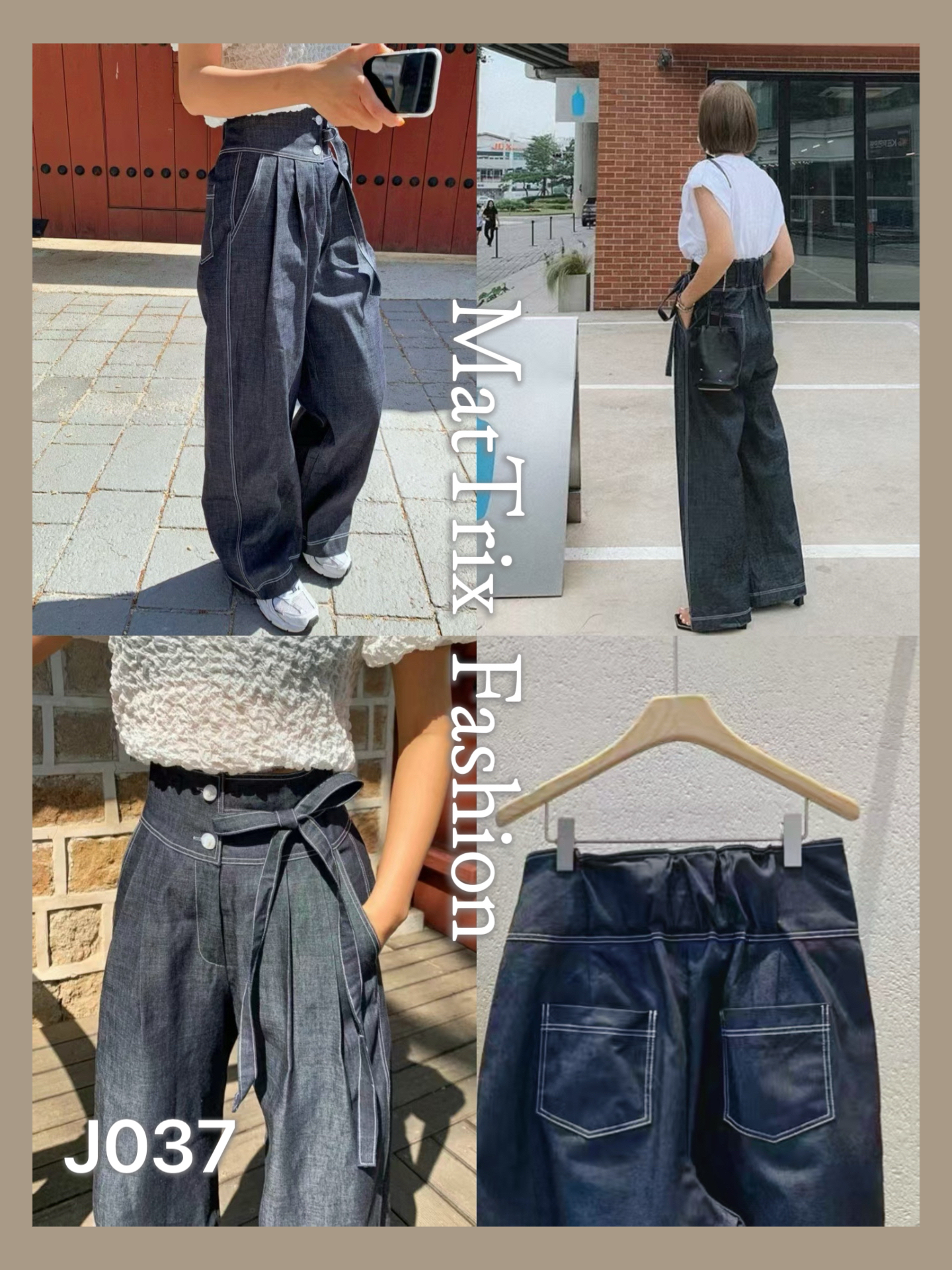 J037 明線牛仔闊褲 原價$388