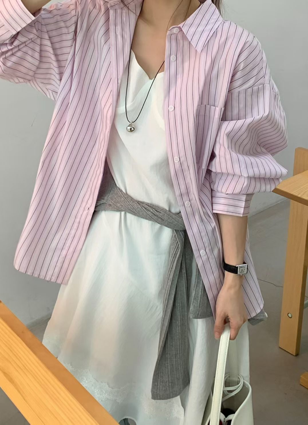 221571 pocket 直間長袖恤衫