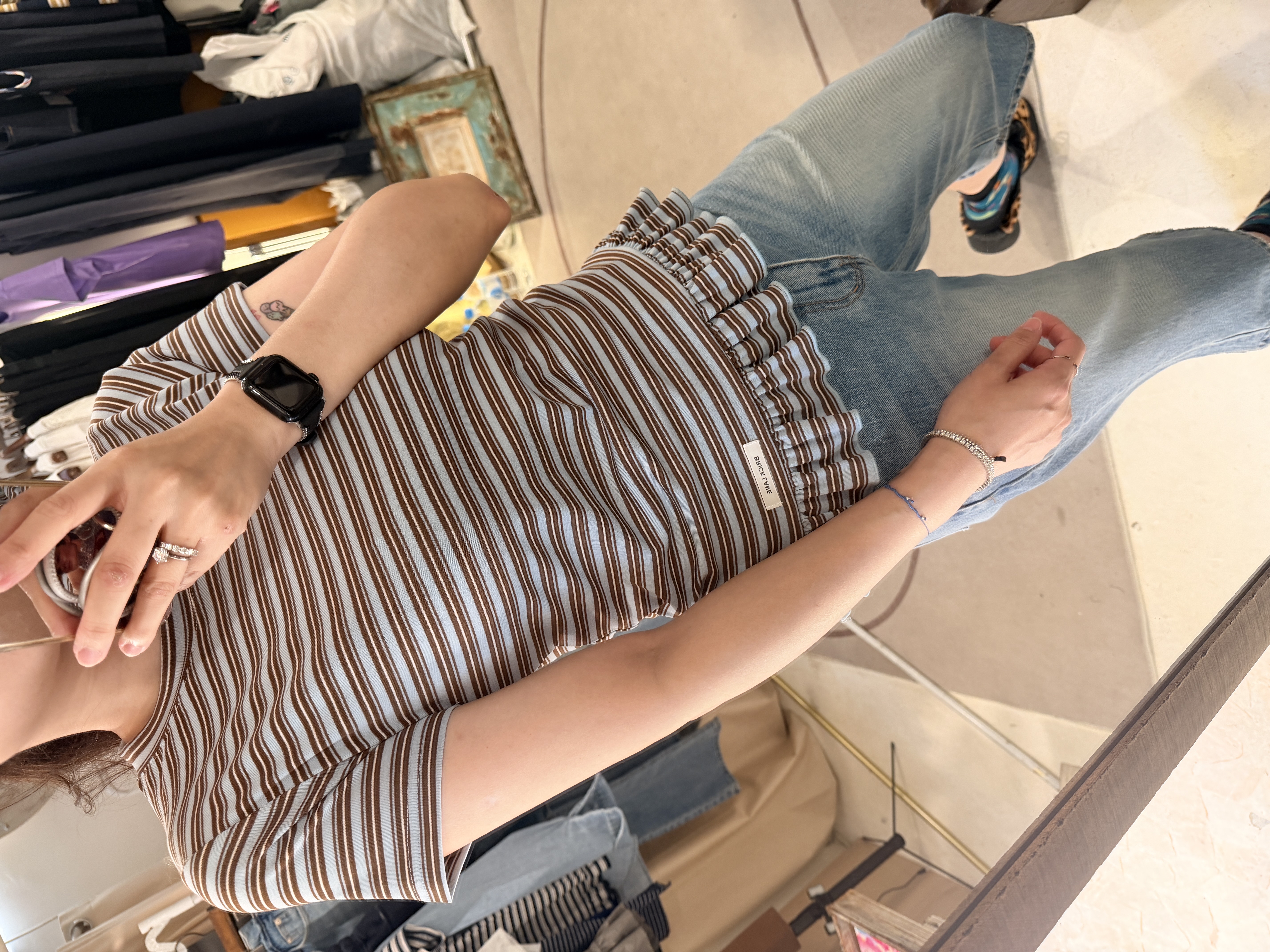 Stripe ruffle top
