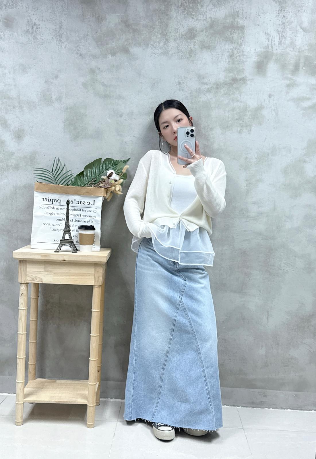 D19 半透紗邊線外套