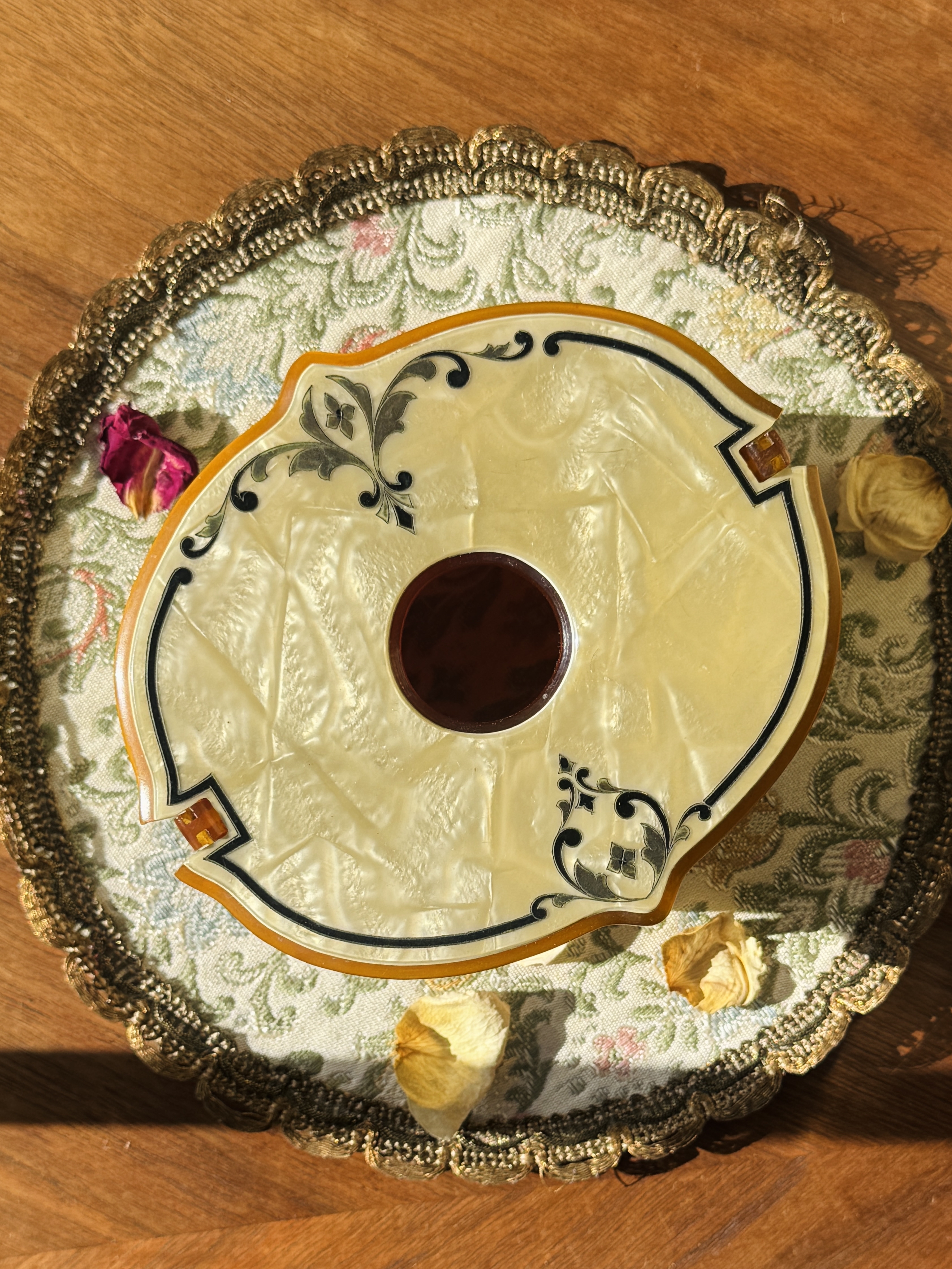 Antique 1920s Art Deco Celluloid Hair Collector / Tissue Box / Trinket Box(MT2650)