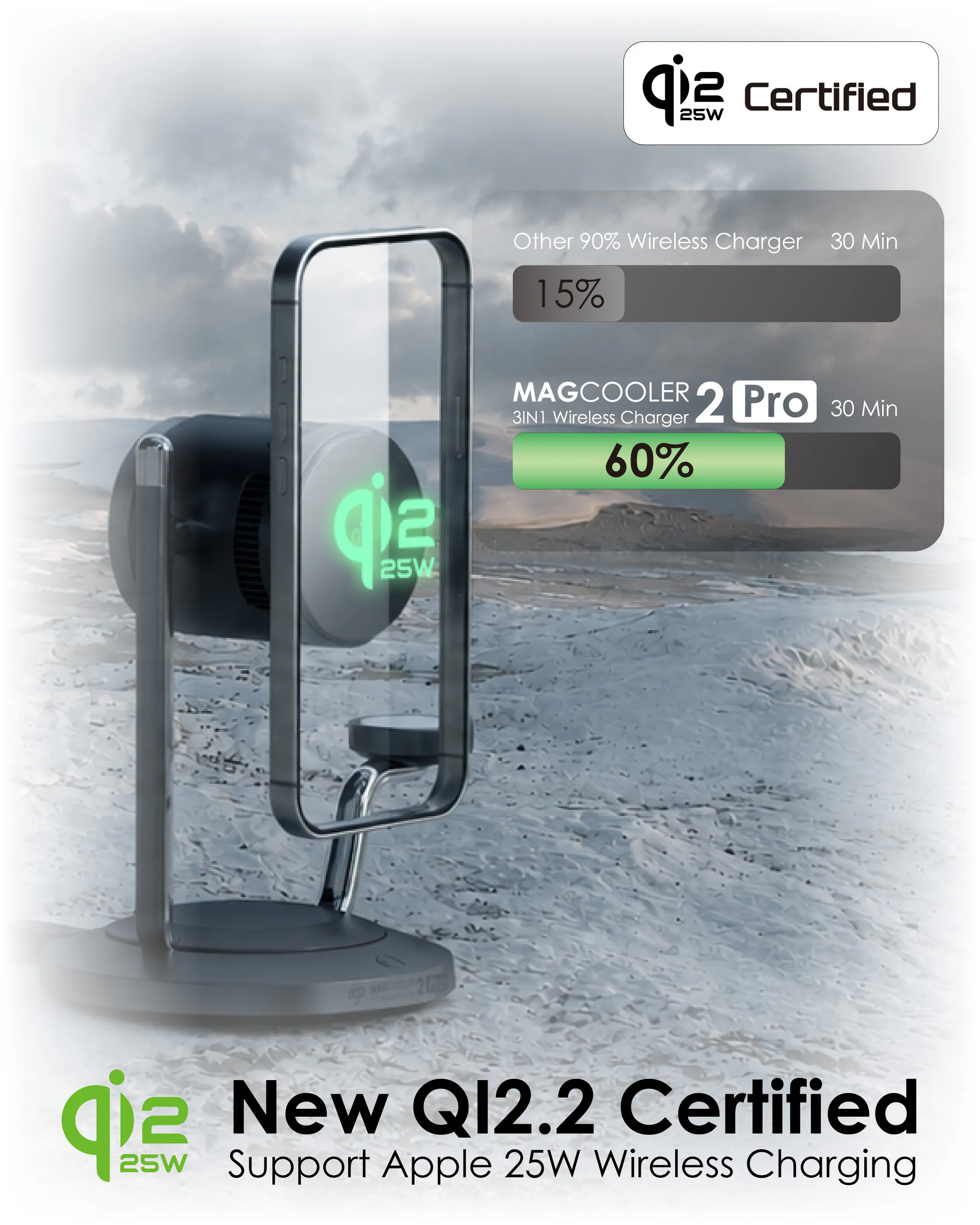 香港行貨 EGO MagCooler 2Pro 3in1 冰極 Qi2.2 無線充電座 T16