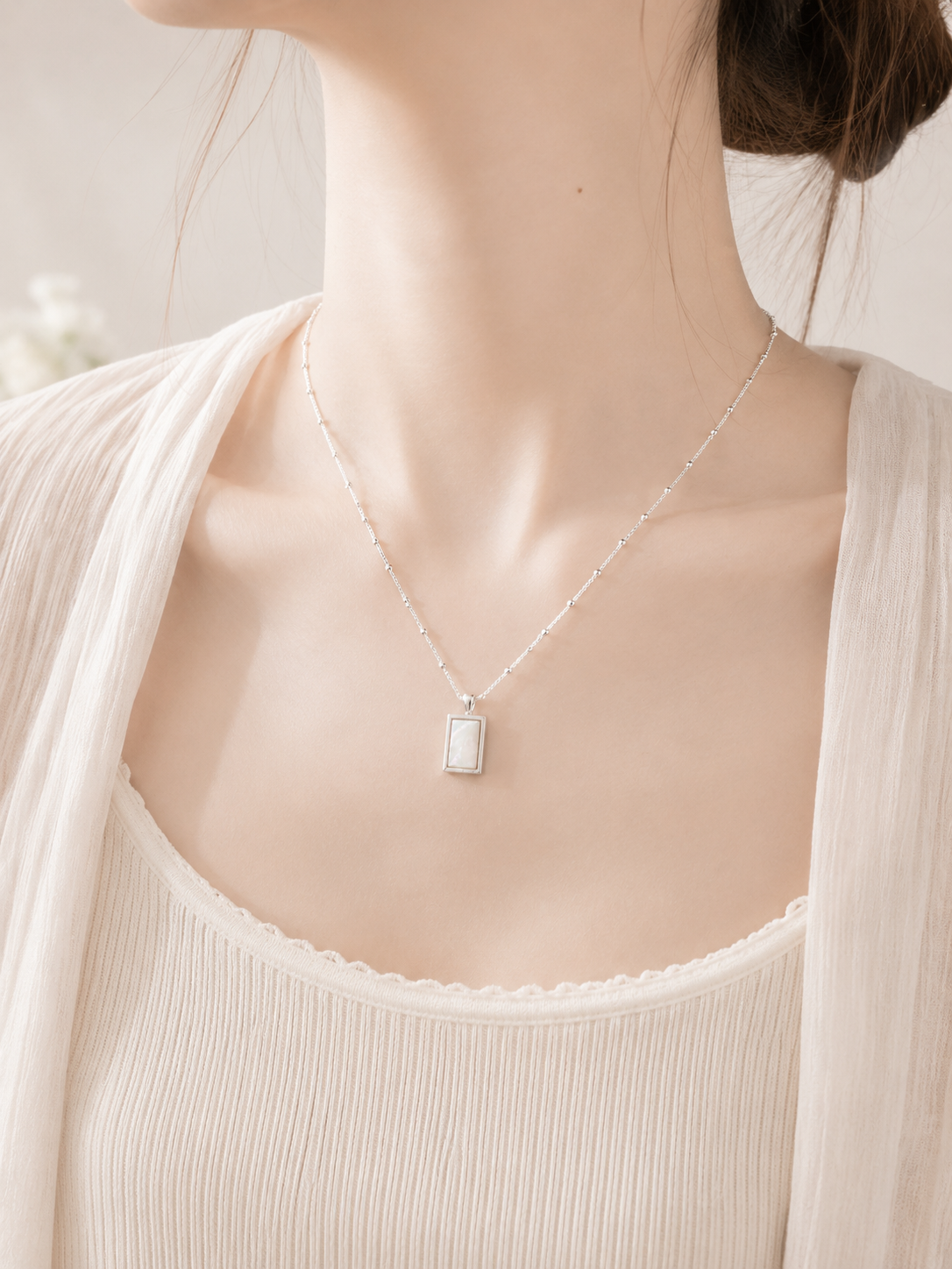 Korean Framed Silence Necklace Silver 925