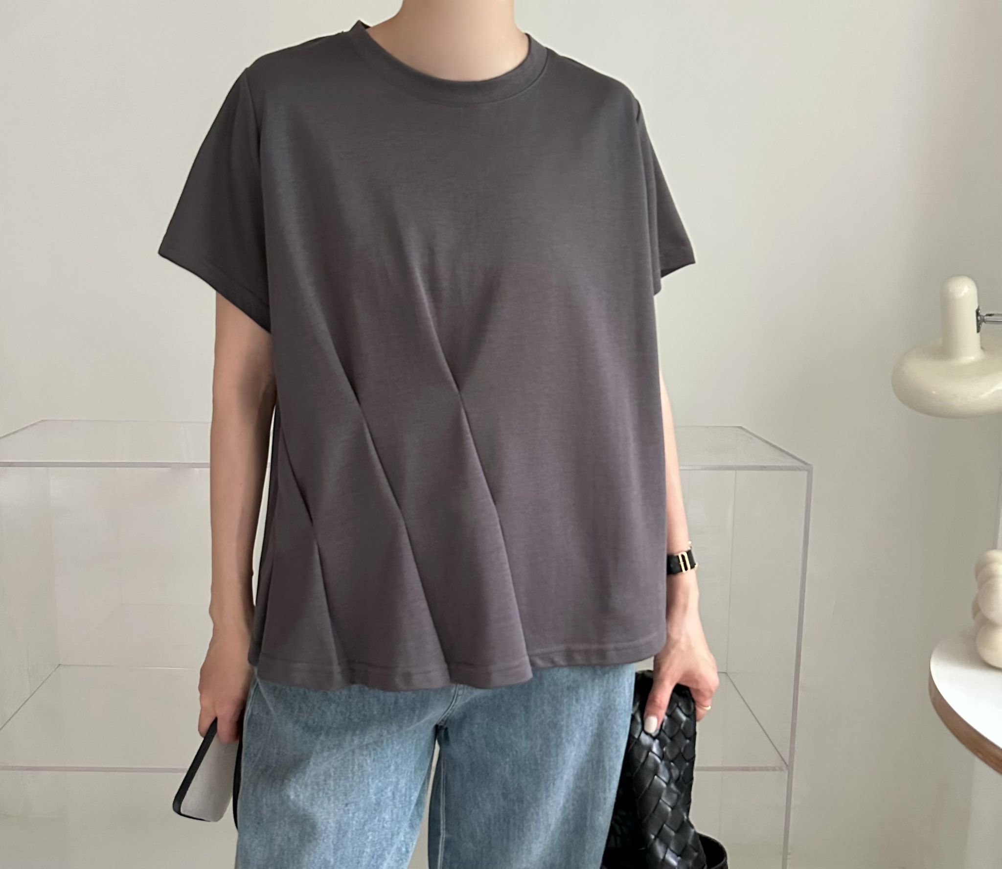 斜摺棉質top