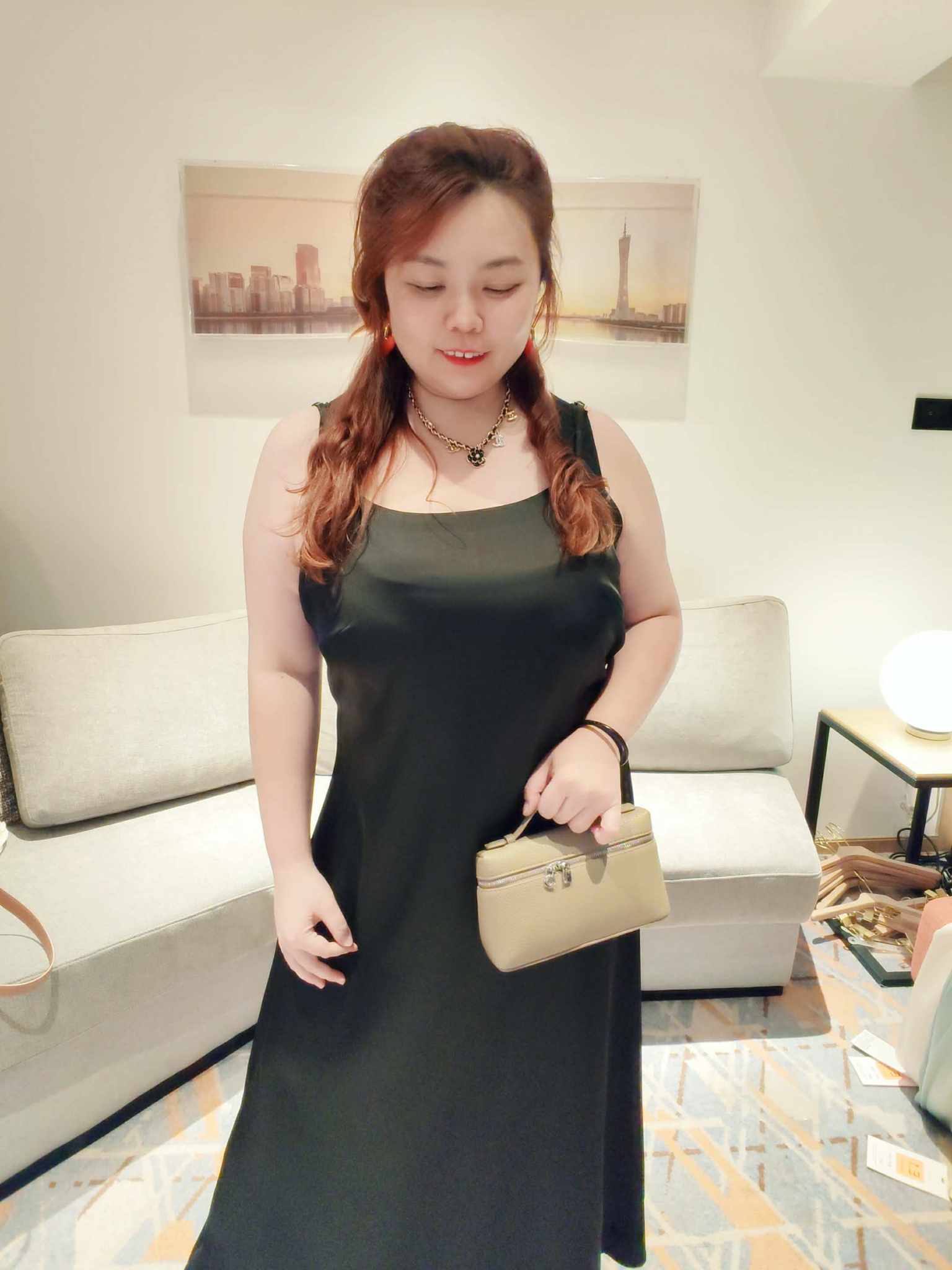 YCI01 26027 高级缎面吊带长礼服连身裙