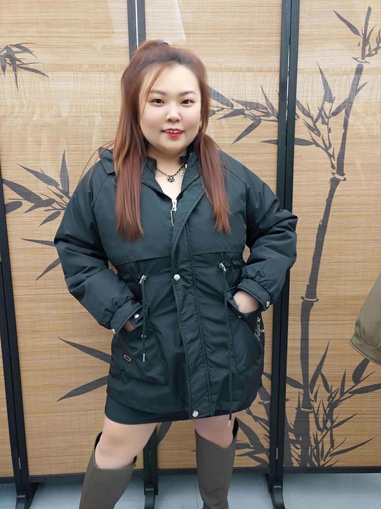DDF03 361(A17) 帽子收腰设计派克羽绒服（帽子，毛绒，内胆可拆卸）
