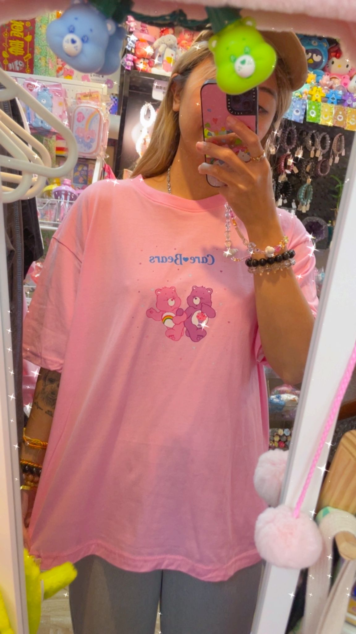 減價品🌈粉紅 Care Bears 復古寬鬆 T 恤🐻