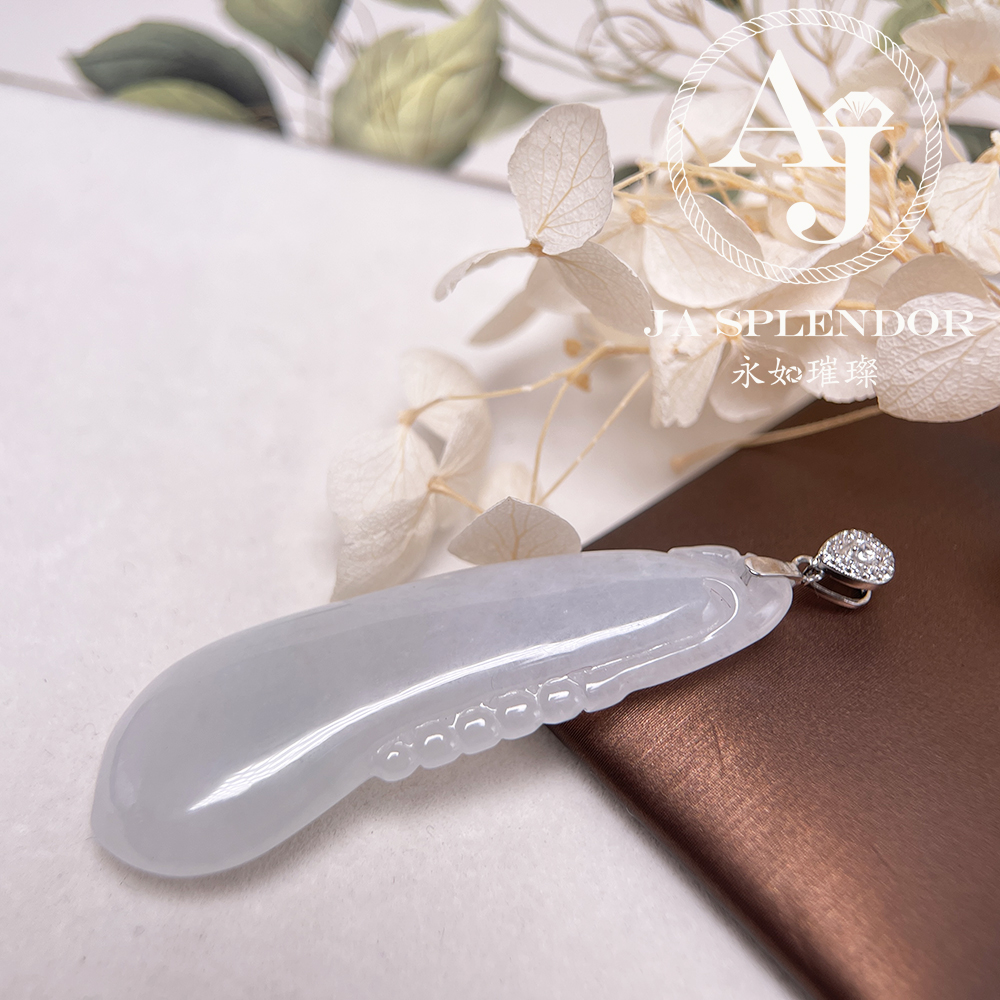 JNS-313 天然翡翠A玉 白冰萬壽果/福瓜吊墜