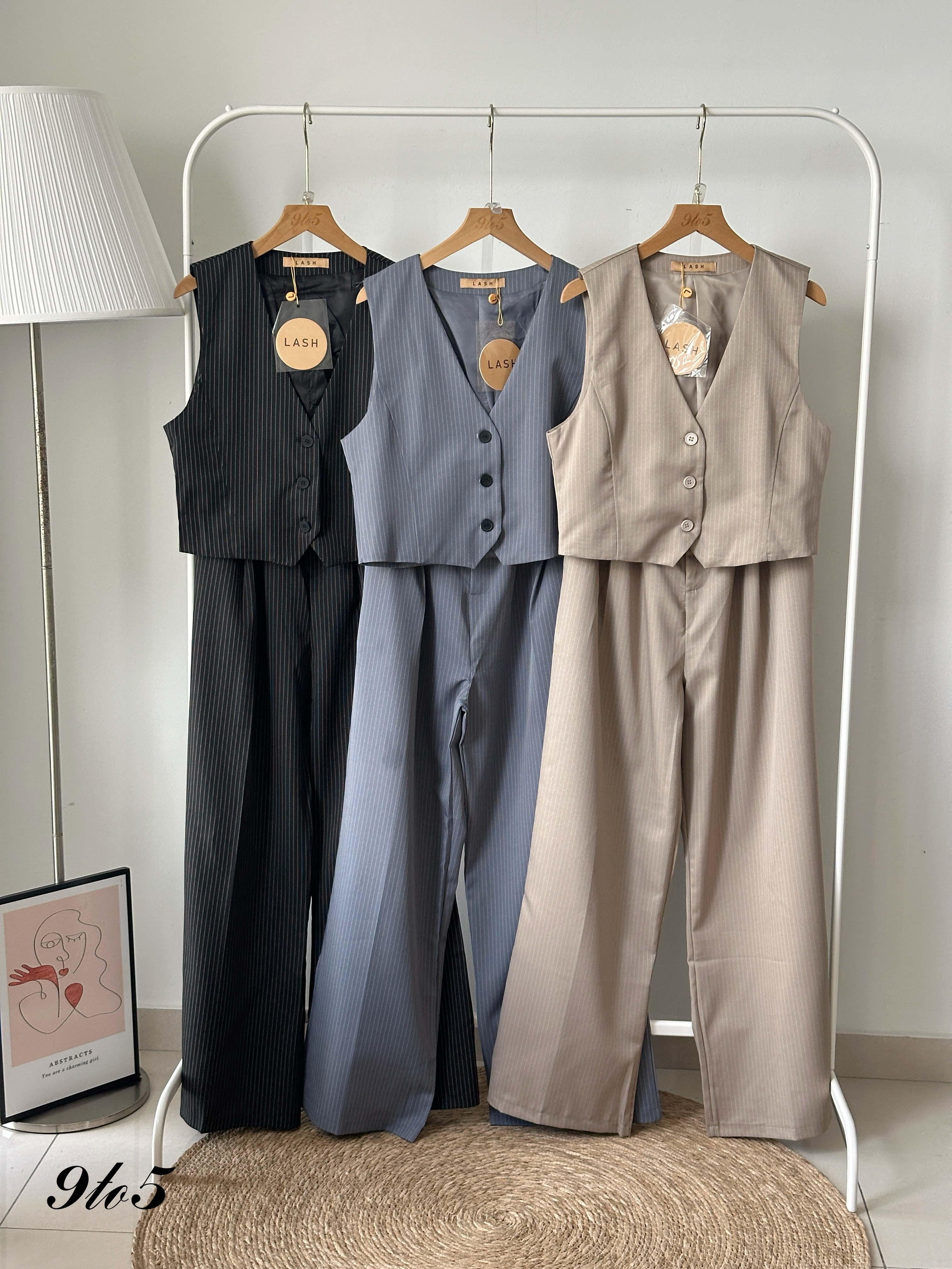 D2350 Stripe Vest Matching Set - 3 Colors 