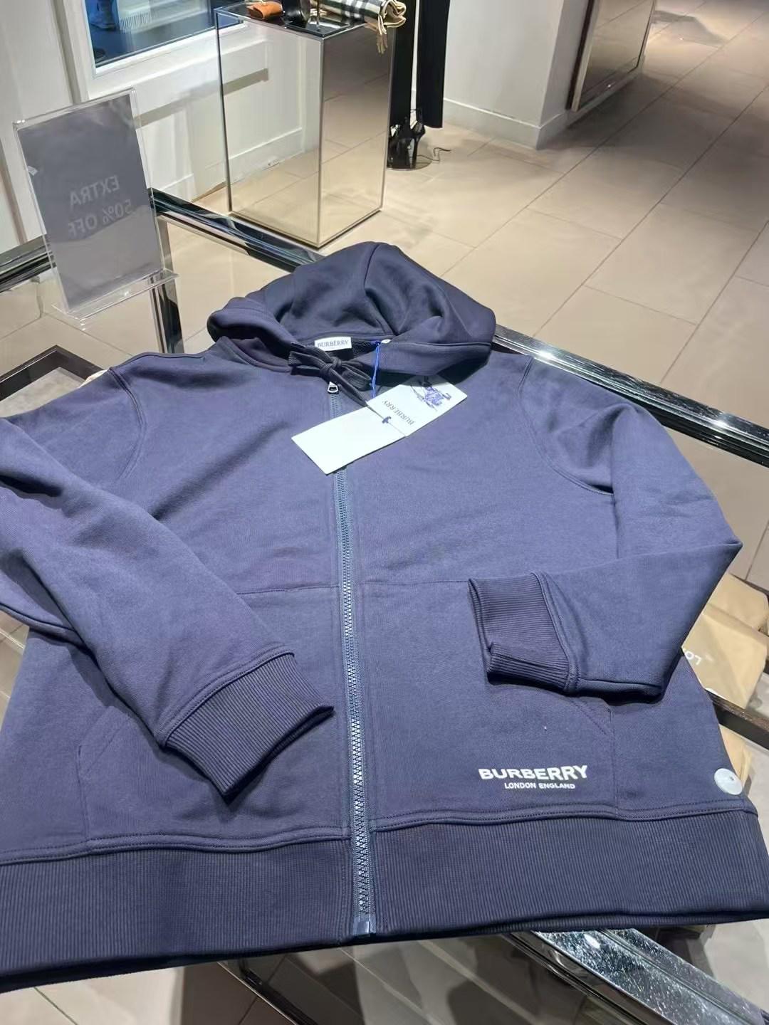 預購 Burberry🌈🌈折扣款 女士連帽拉鍊衛衣 深藍色 Sale