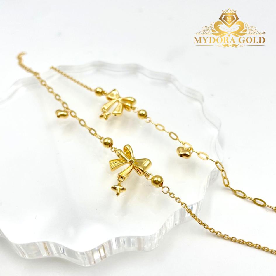 MYDORA Rantai Tangan Sauh Paperclip + Ribbon StarShine l EMAS 916/22K