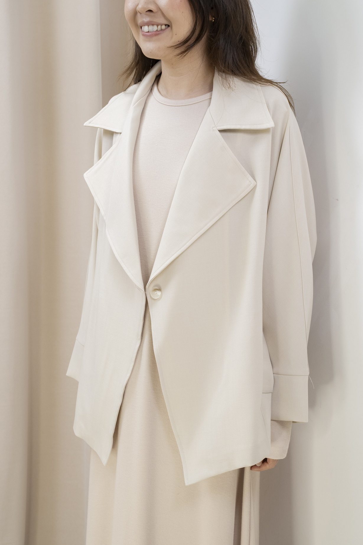 推薦！Smart Causal 必備大翻領西外（米杏色）