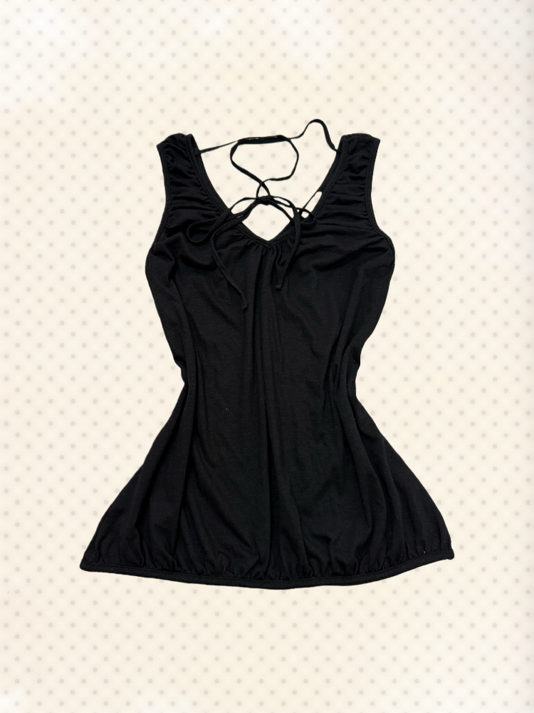 [On Sale] Lace-up V-Neck Flowy Tank Top