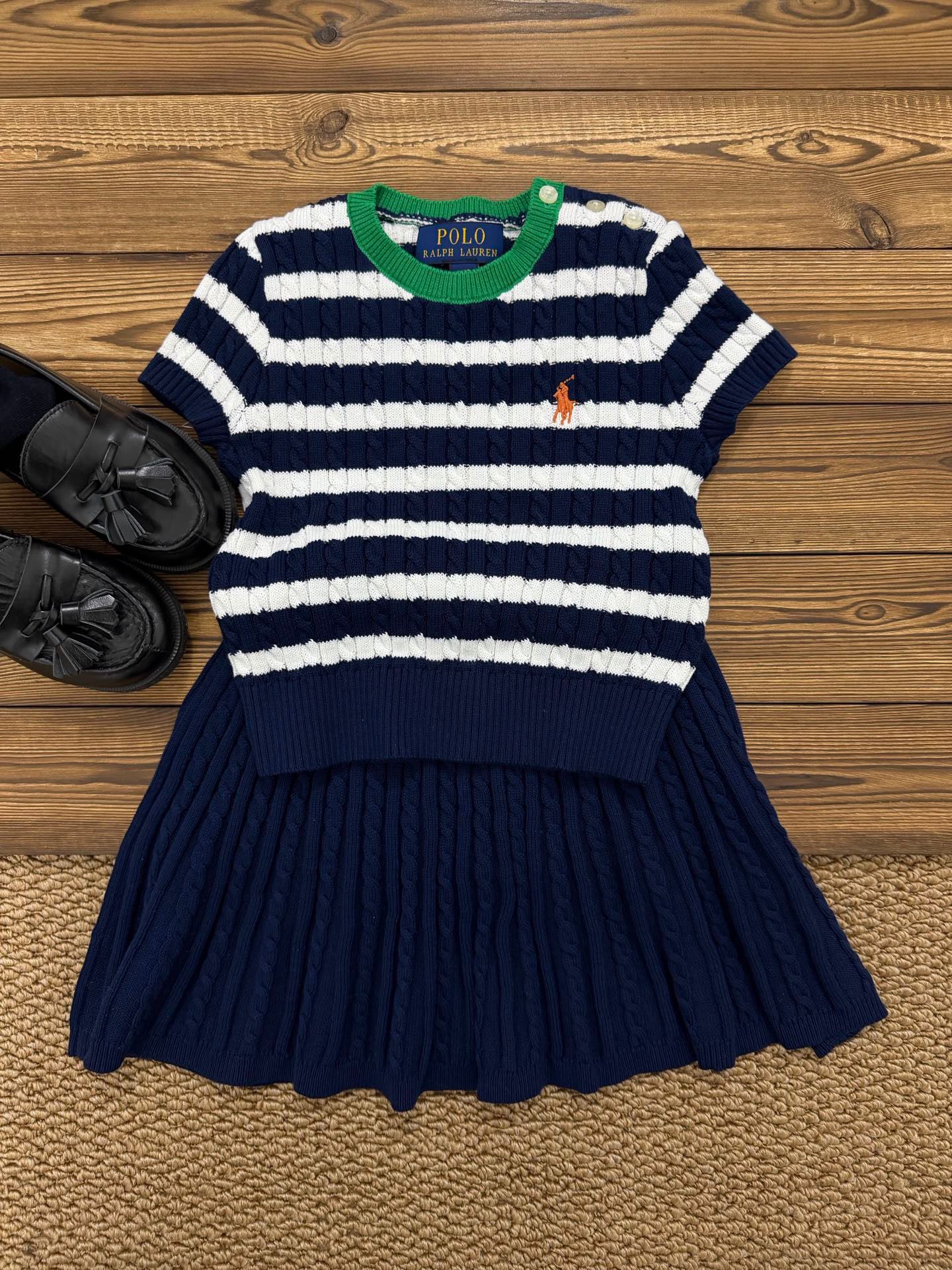 $155套。廠單RL polo 條紋針織套裝