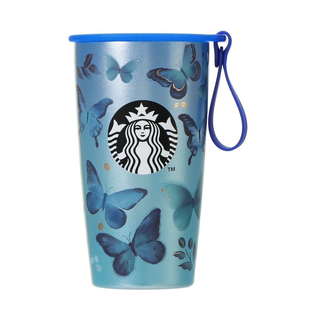 日本Starbucks限定 藍蝴蝶造型保溫杯 355ml