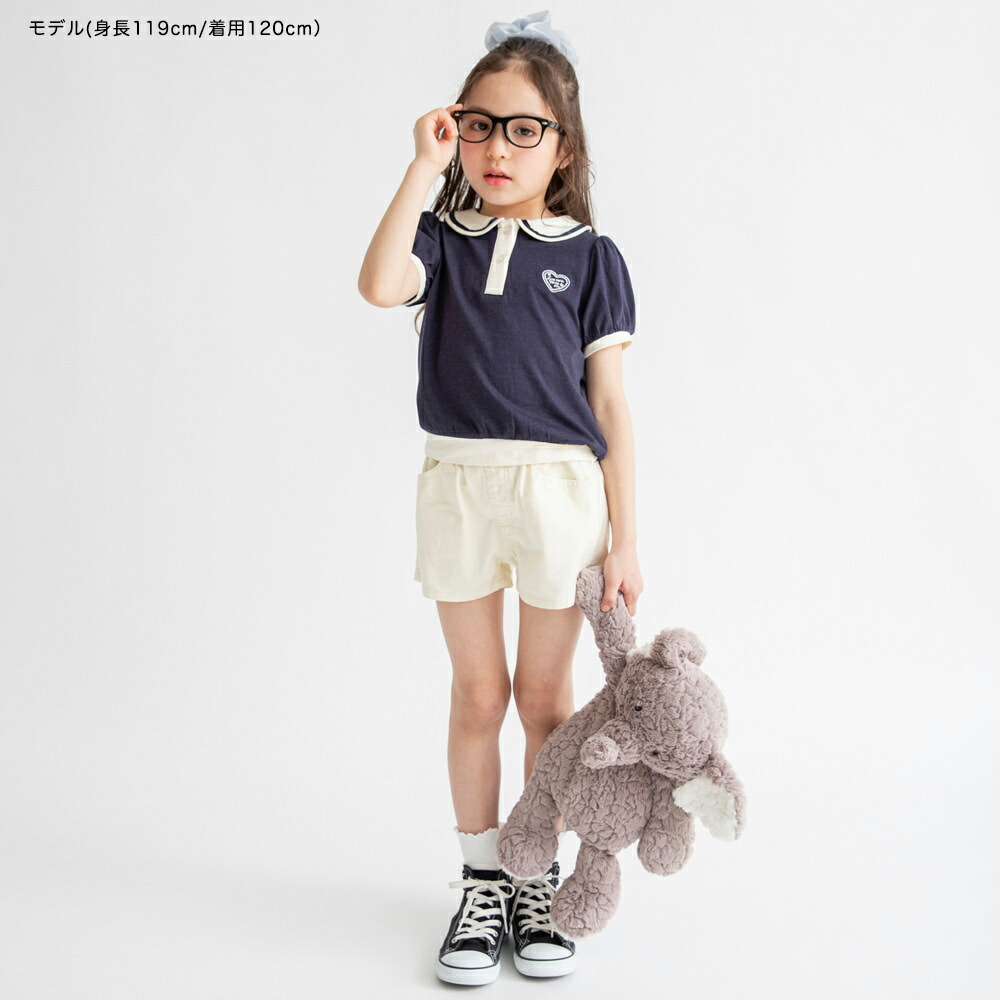 🆕【⭐訂購⭐】🇯🇵日本直送🌀學院風 愛心刺繡 接觸涼感 泡泡袖 Polo上衣［2款選］🌀 [ELFA-0027][260703]