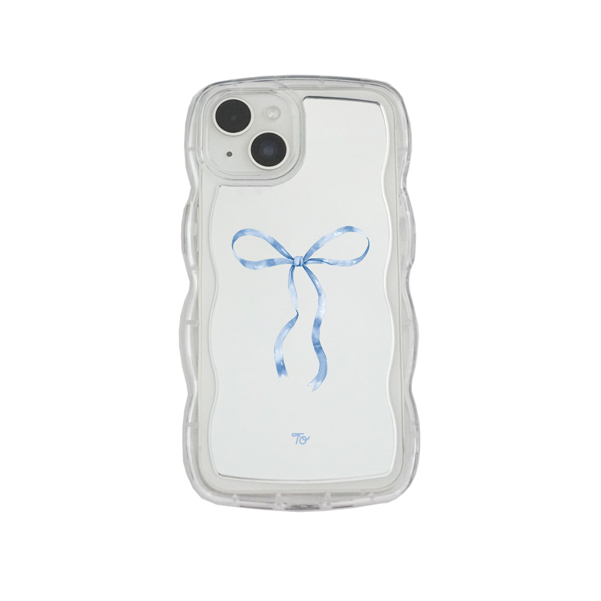 【Silky Blue Ribbon(L)】波浪邊框鏡面 iPhone Case