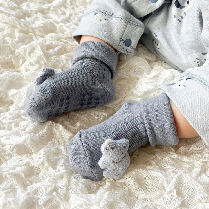 🌸預訂 日本直送🌸🇯🇵Mocmof三色恐龍公仔嬰兒防滑襪🦖