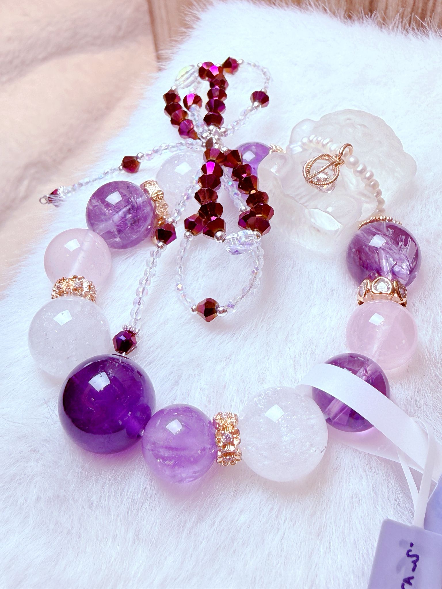 K00131 白水晶 小熊熊 自家設計手鏈