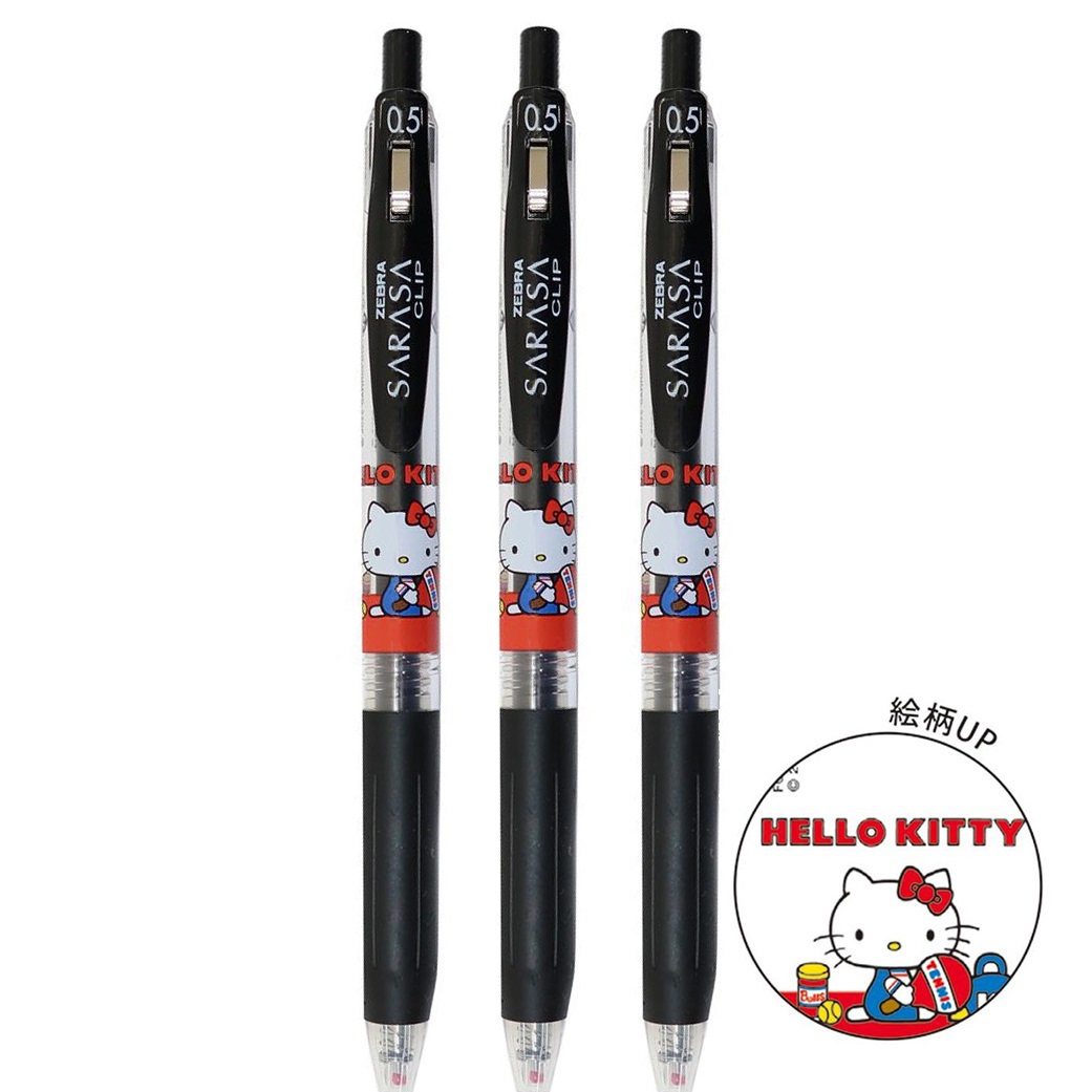 現貨｜【一套3枝】Sanrio Hello Kitty 日本製 Zebra SARASA CLIP 0.5mm 黑色 啫喱筆 套裝 (307175)