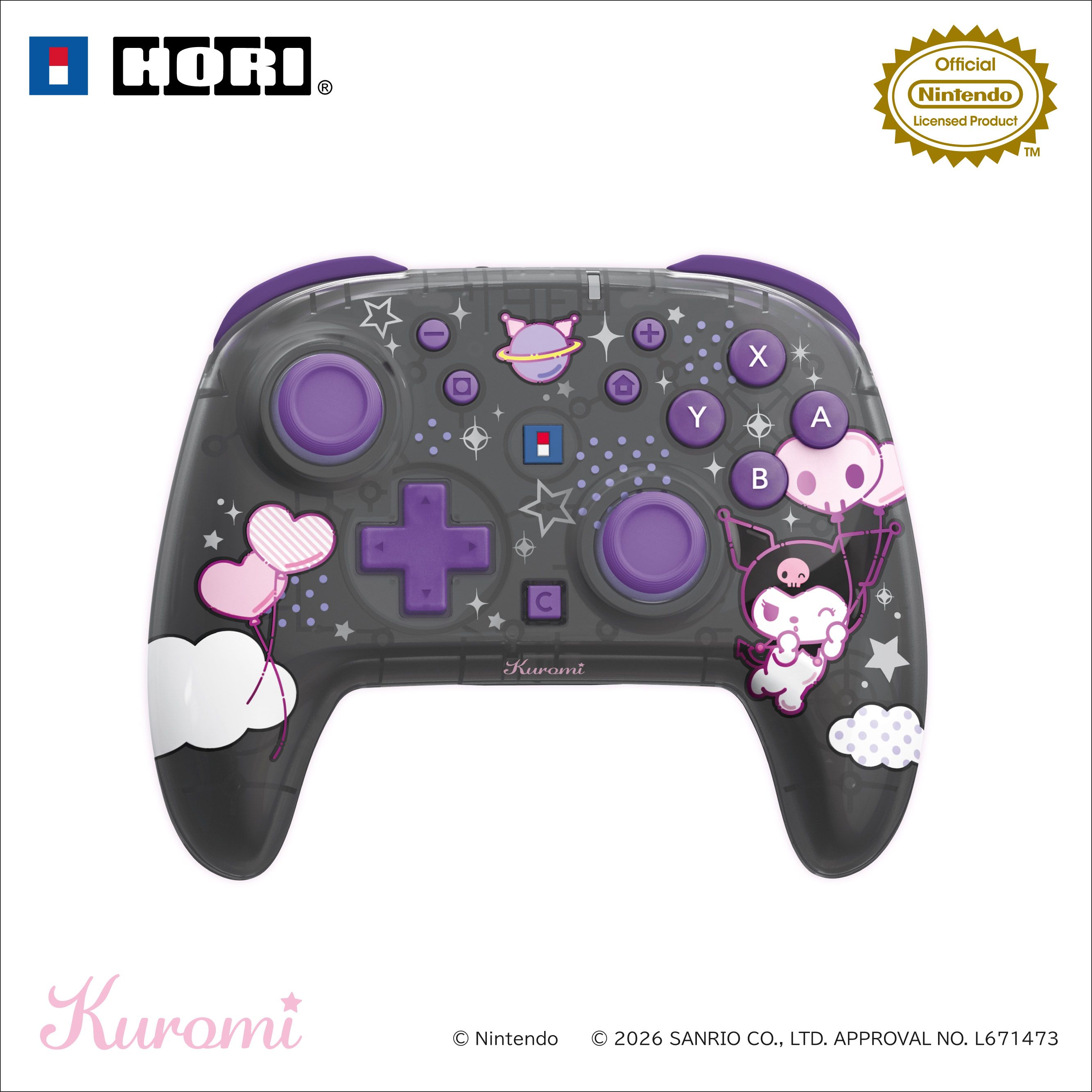HORI NS2 無線控制器 三麗鷗系列 酷洛米 (NSX-254)        HORI NS2  Wireless Controller Sanrio Series Kuromi (NSX-254)