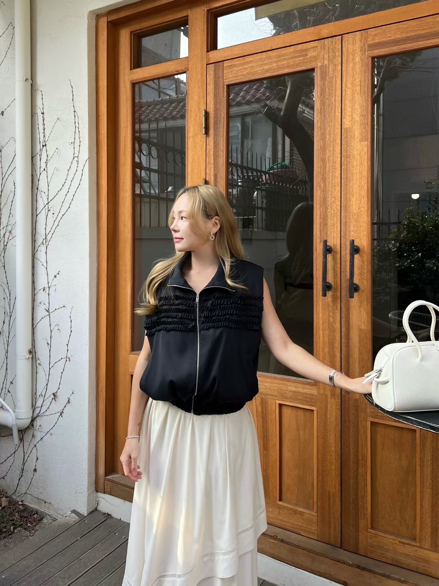 B14 高領拉鍊短版背心