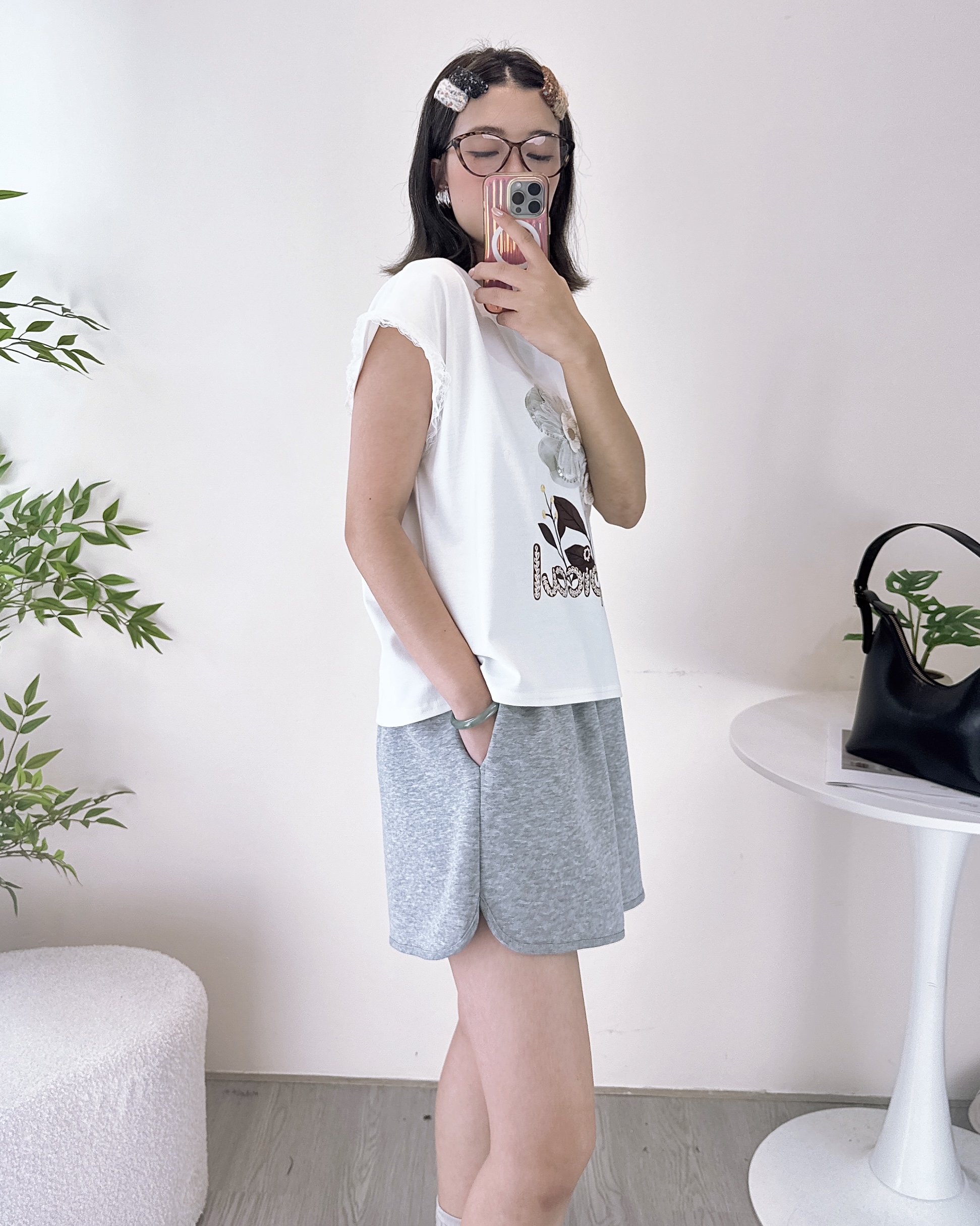 重工花花棉料小短裝上衣 2色