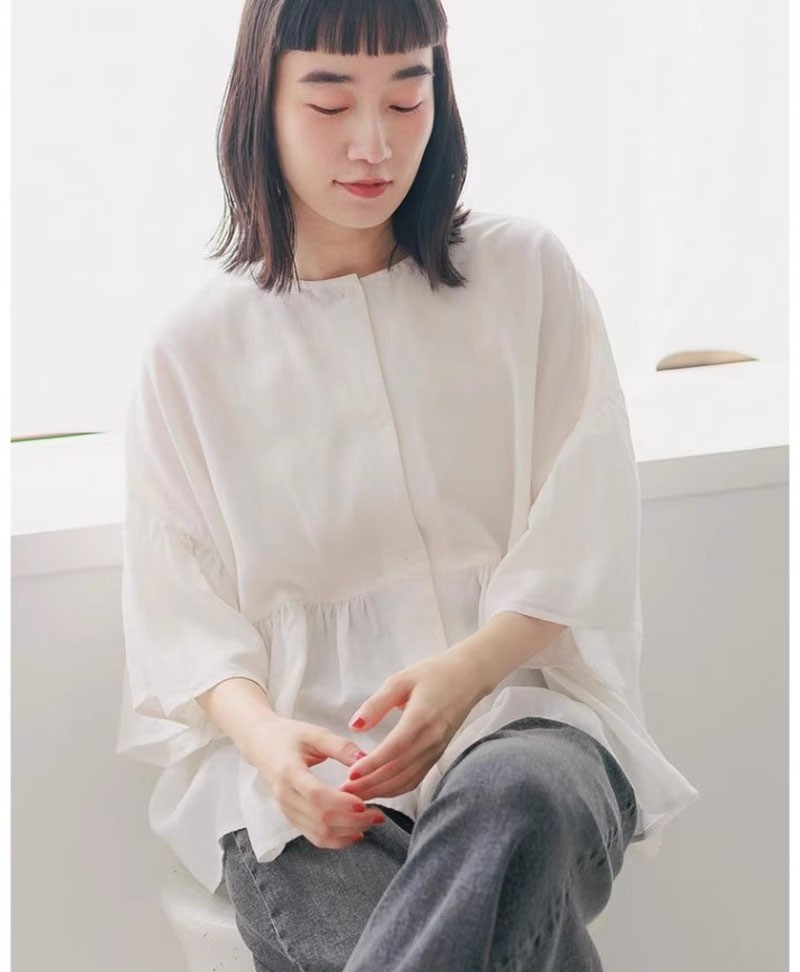 0510 nikoand 正反雙面著亞麻蝙蝠袖襯衫 6月中