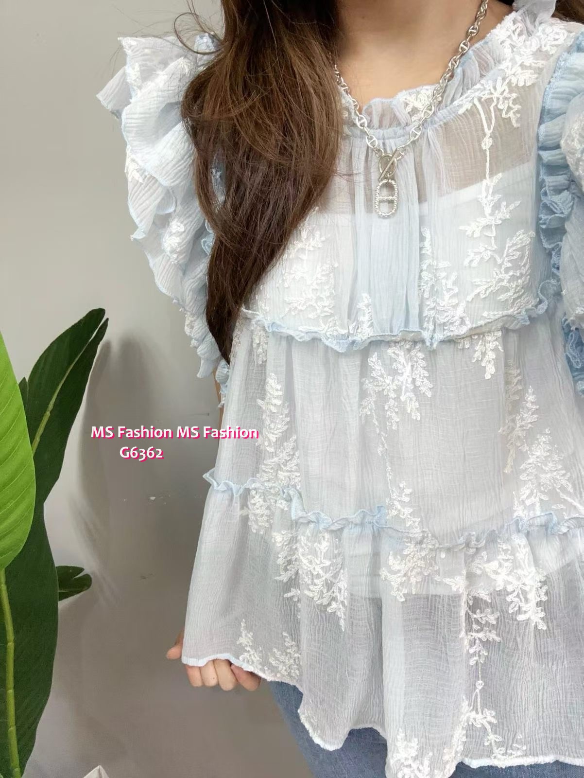 G6362 花花ruffle top set