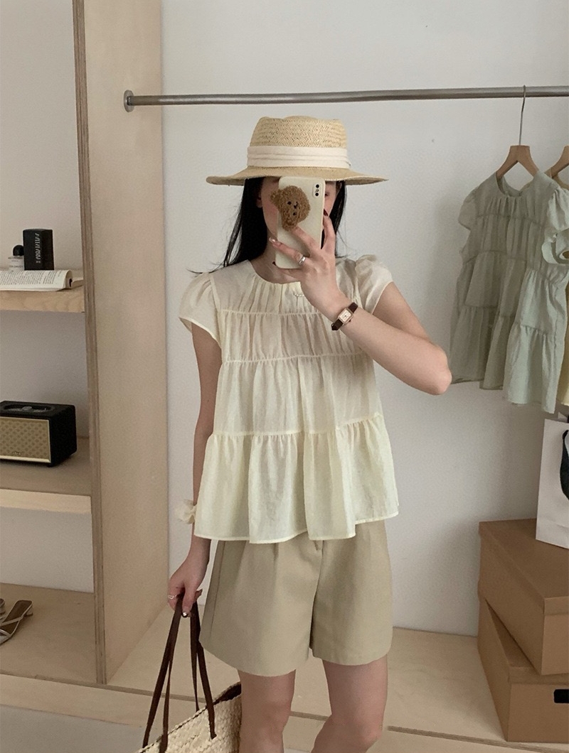 Oni Style Ruffle Blouse 韩系小衫 （ 4 colour ）