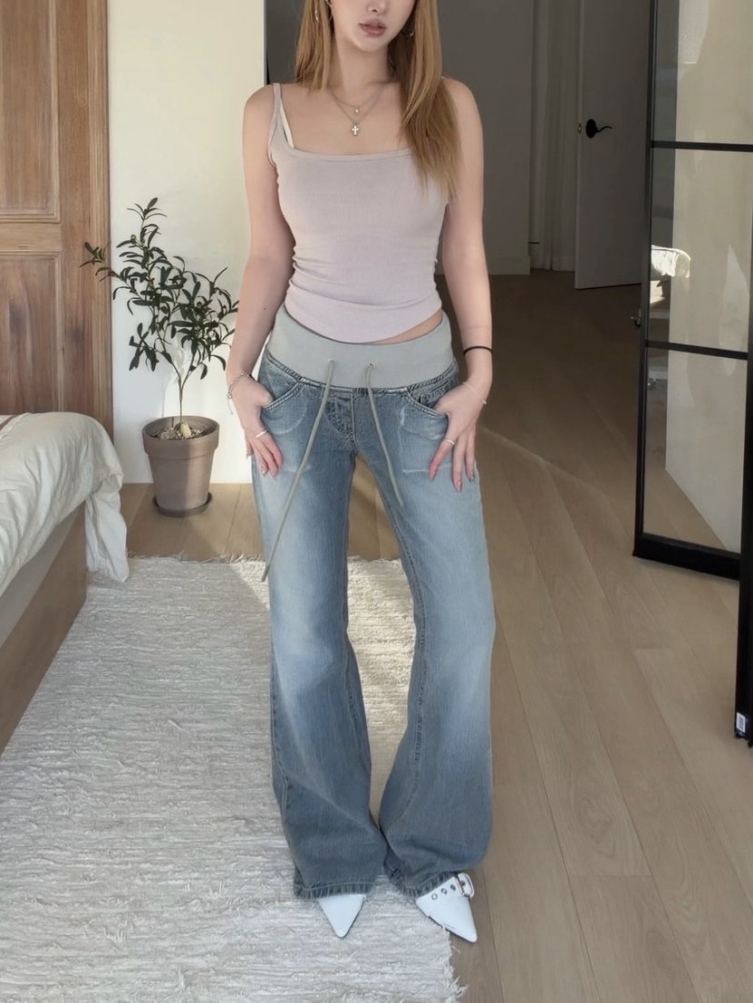 Banding Drawstring Bootcut Jeans