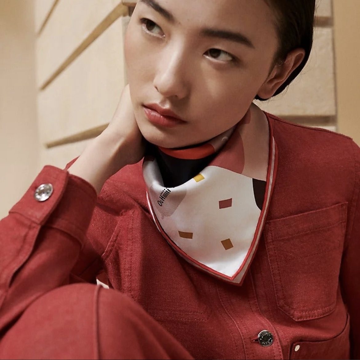 🧧 Hermès 45cm 100%絲Just Married圖案絲巾