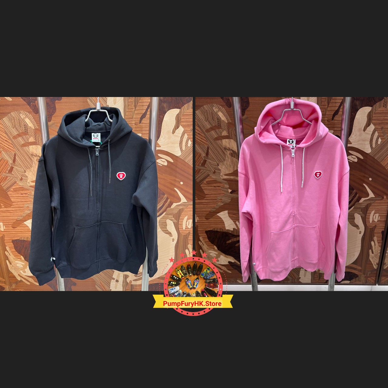 AAPE AAPENOW heart moonface zip-up hoodie (D346)