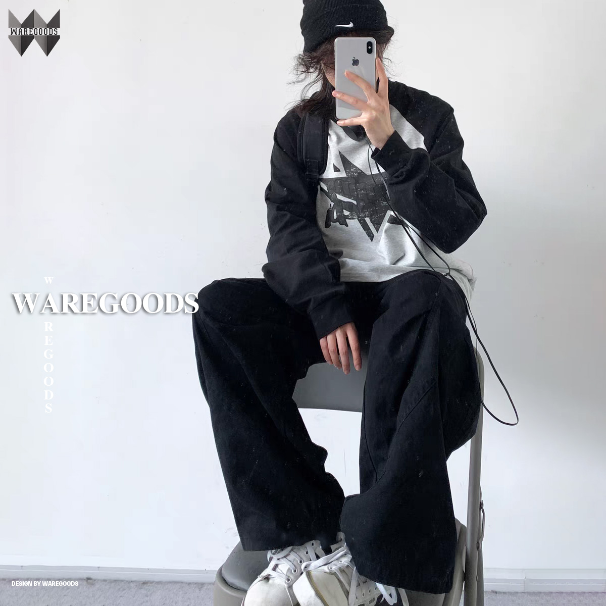 W002牛角袖印花長袖T恤