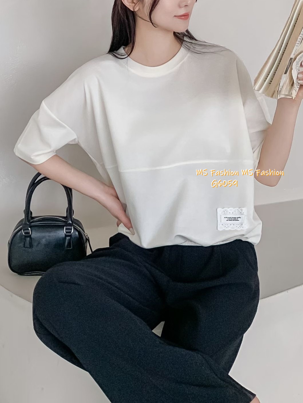 G6059 韓國🇰🇷淨色通花章仔top