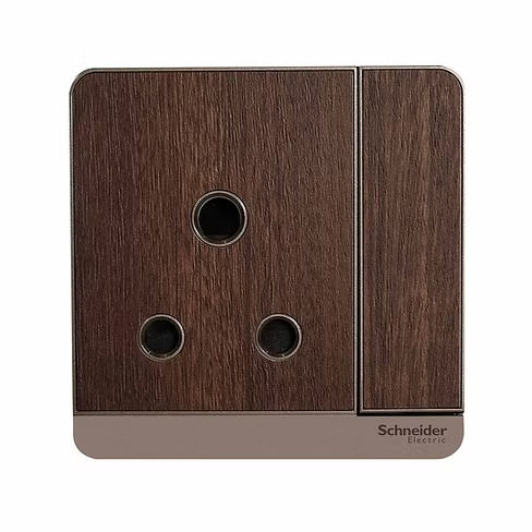 施耐德 AvatarOn 胡桃木15A單蘇有掣有燈 插座