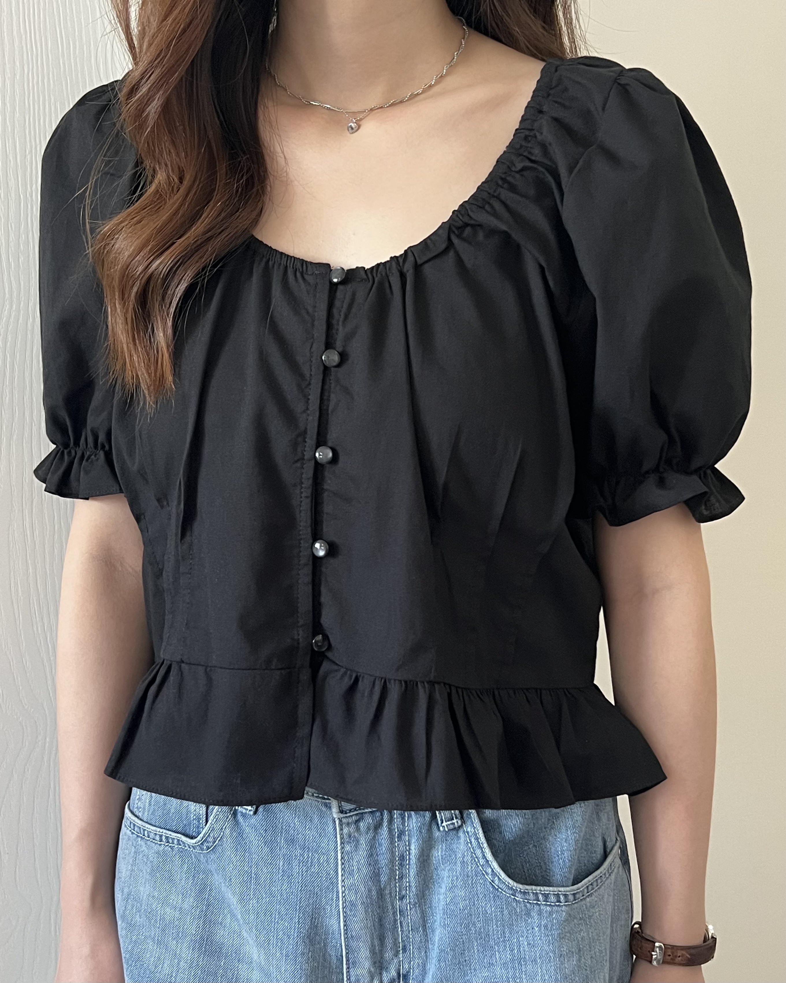 公主膊花邊短袖blouse