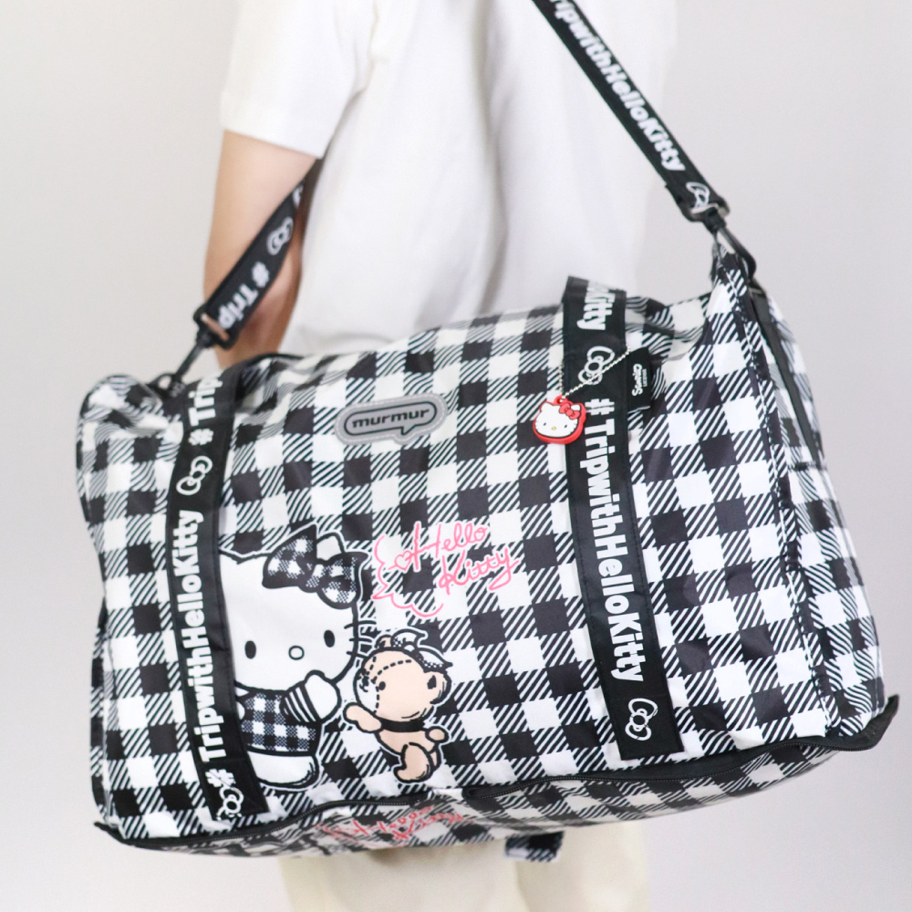 📦訂購 台灣代購 murmur Sanrio Hello Kitty 黑白格 完美折疊行李袋 旅行袋