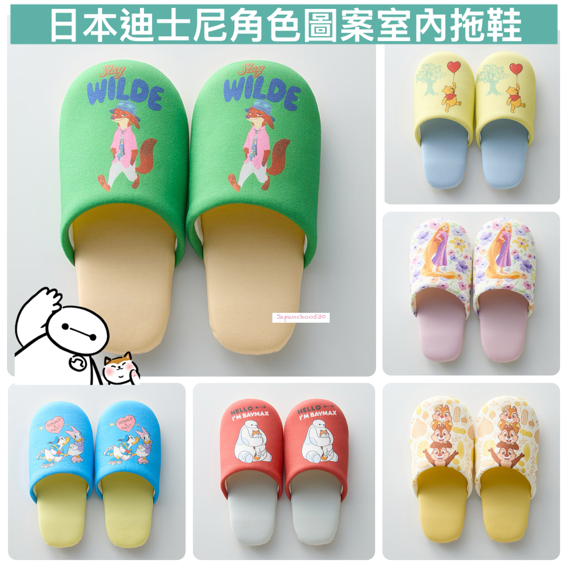 日本預訂📍日本迪士角色圖案室內拖鞋