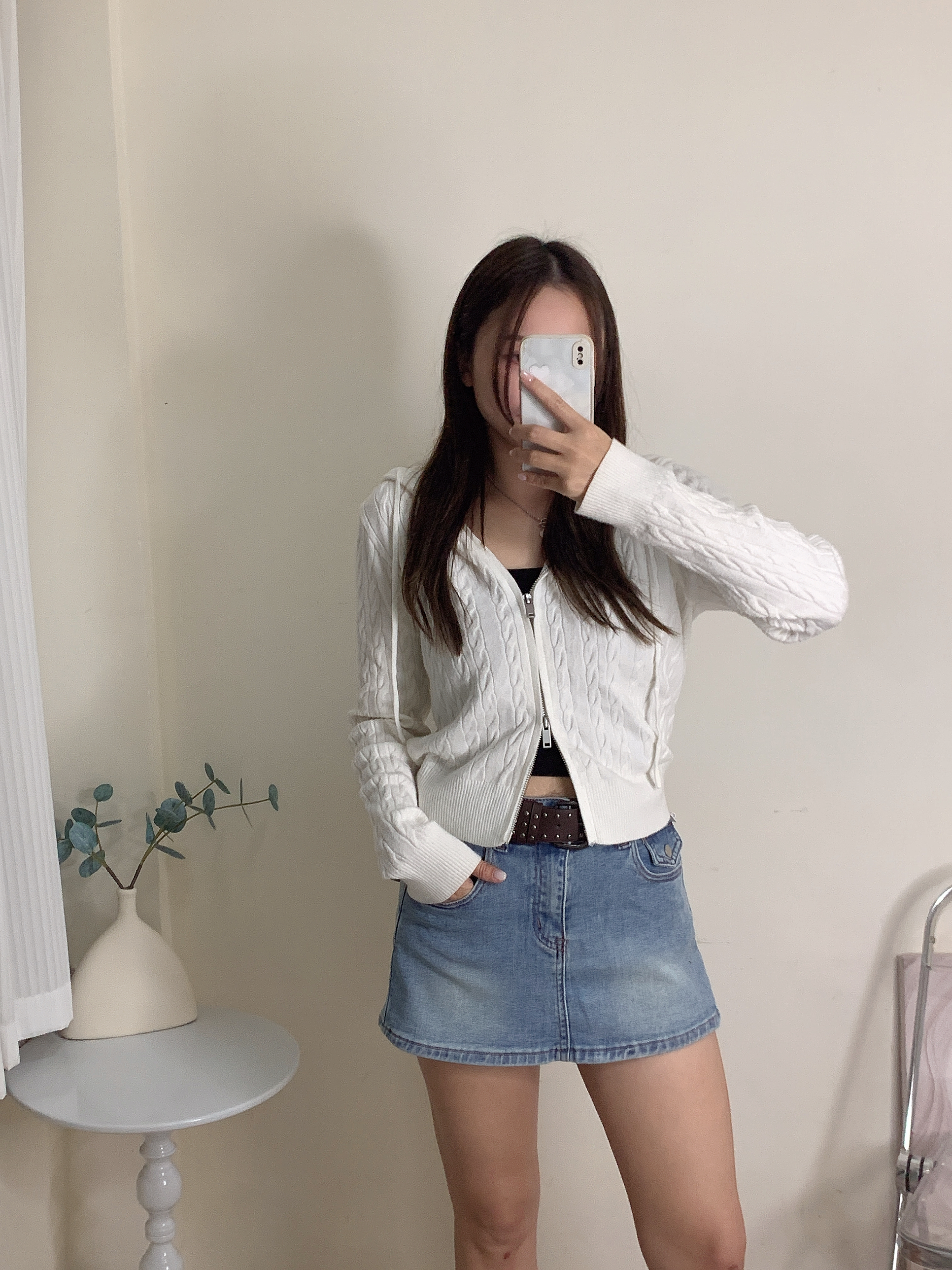 孖鈕牛仔裙褲（兩色）