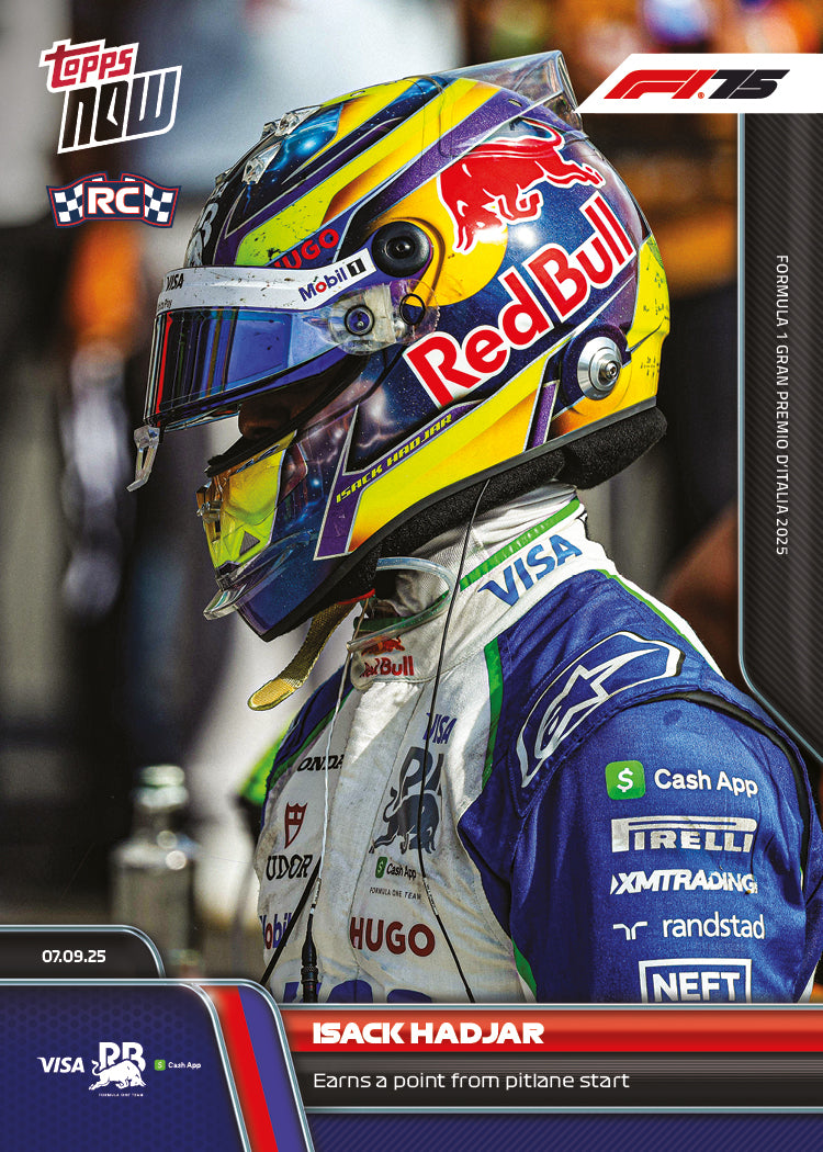 Isack Hadjar RC - 2025 F1 Topps NOW® #62 Italian GP Pit Lane起步得分卡｜PR 2,397