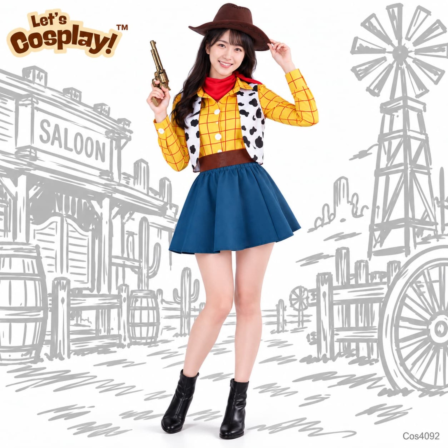 Toy Story反斗奇兵胡迪Woody主題成人女士牛仔角色扮演服裝｜香港現貨｜Lets Cosplay COS4092