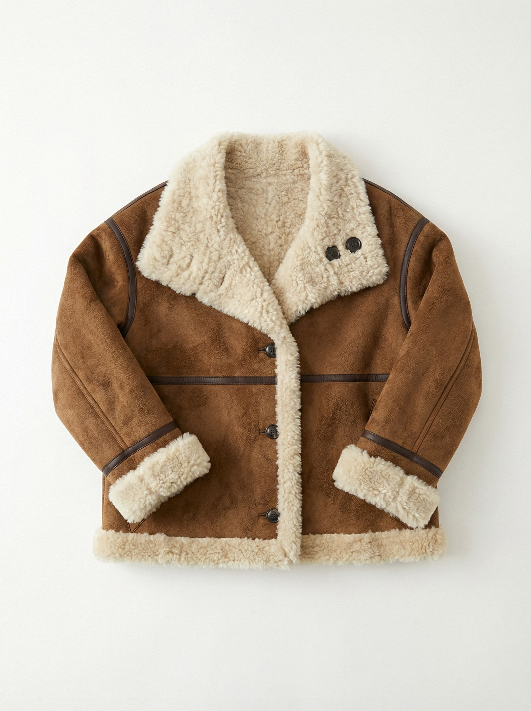 雙面穿麂皮毛領短版飛行夾克