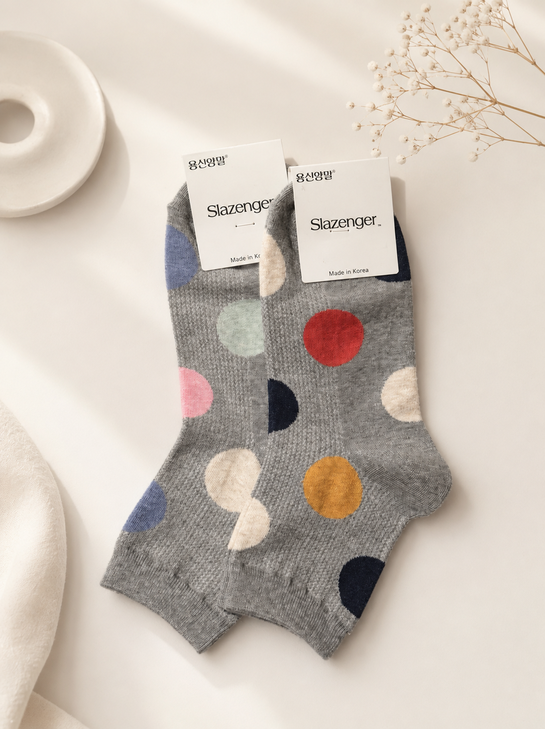 Korean Large Polka Dot Low Socks