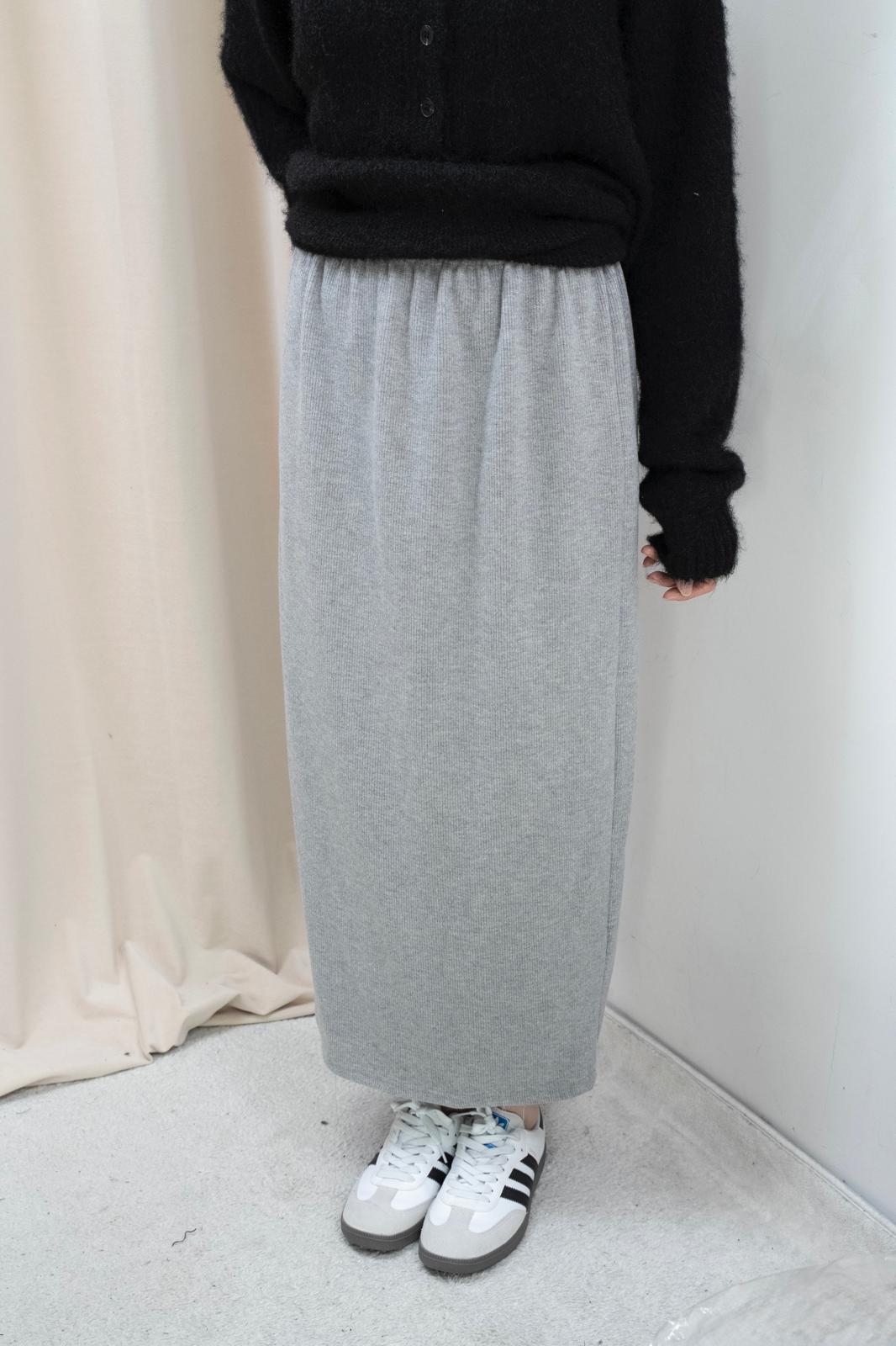 温暖感暗直紋全橡筋腰半身裙（4色）