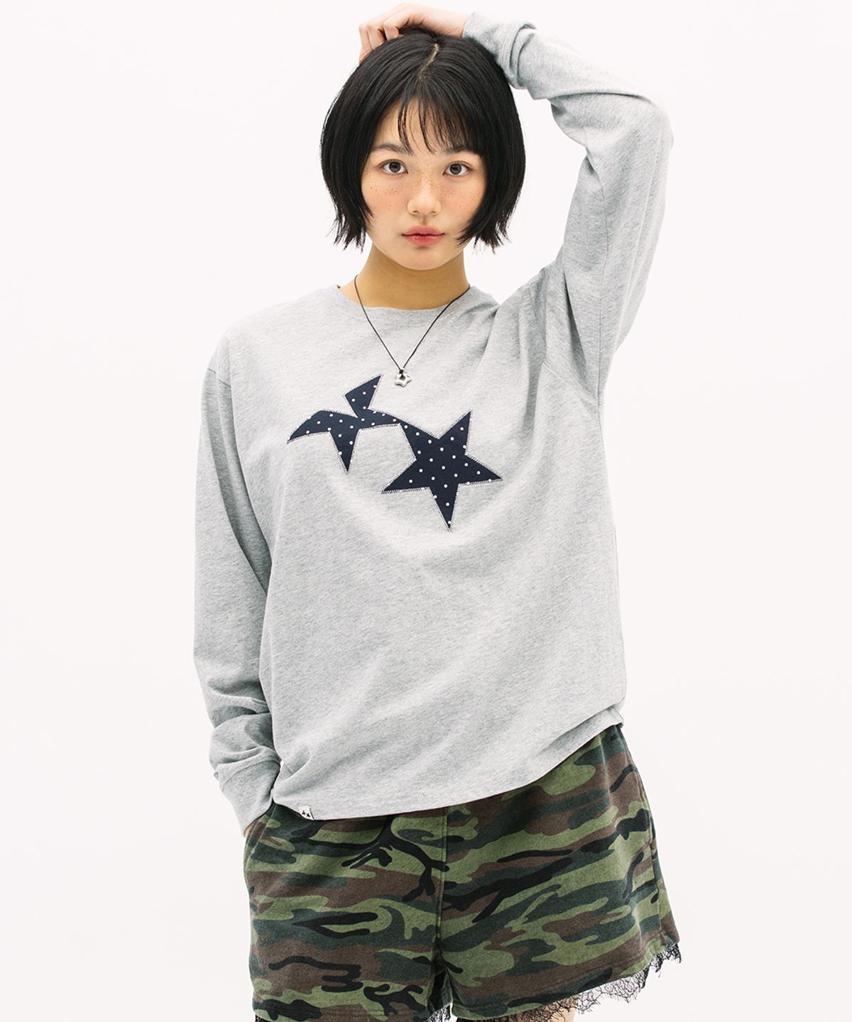 🇰🇷訂購｜Cavish 26SS｜TWIN STAR DOT APPLIQUE LS TEE 2色 