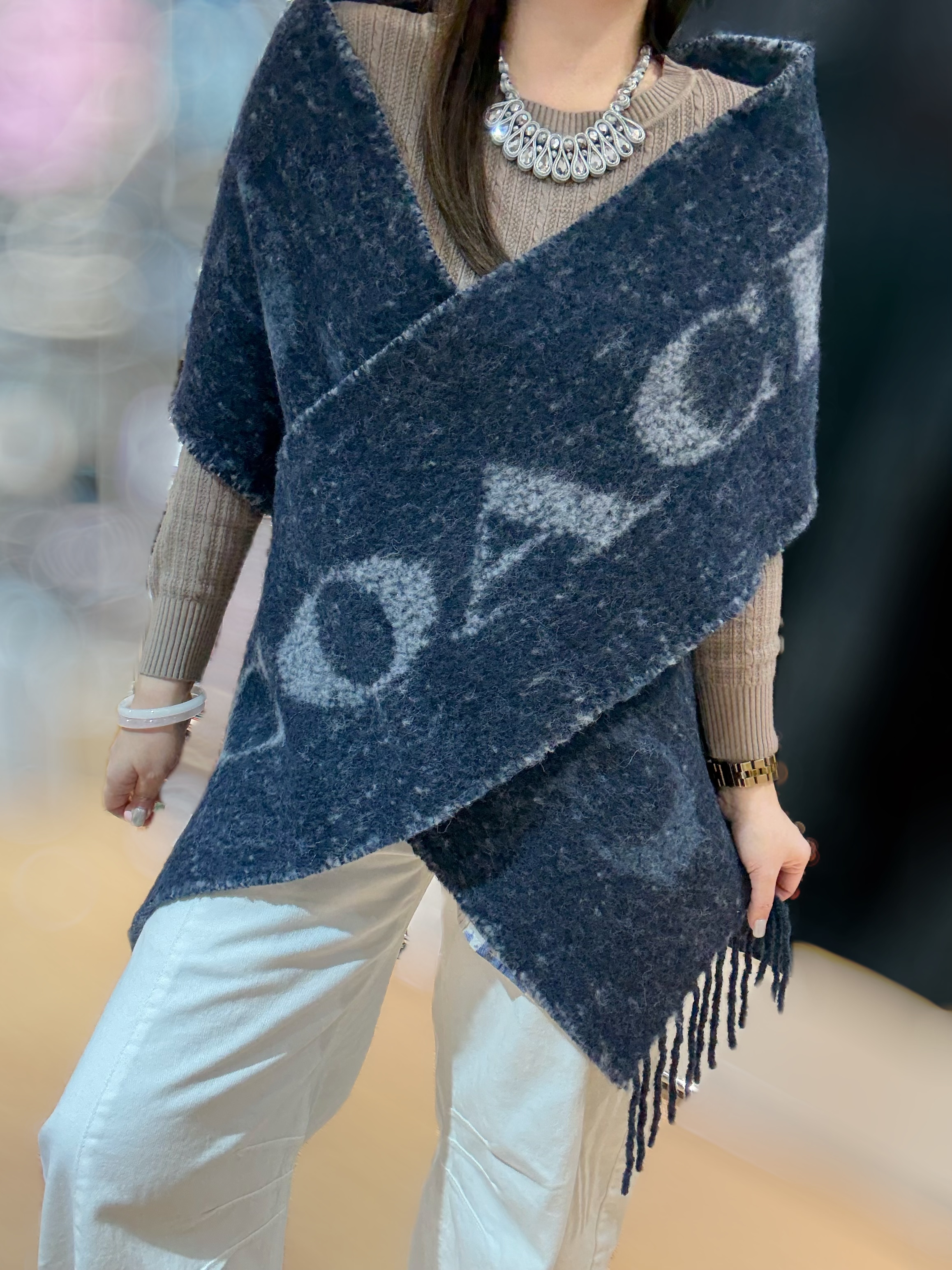 Coach oversized scarf midnight navy